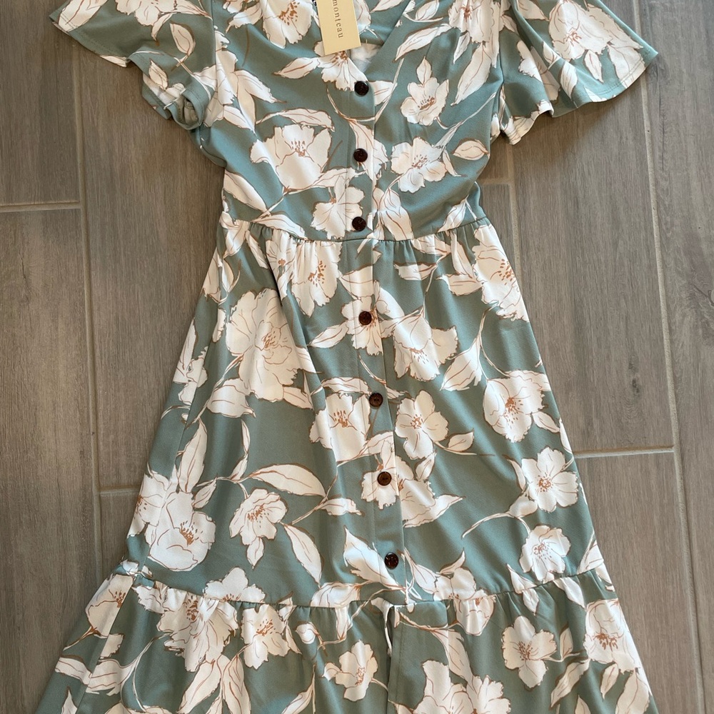 Sun dress classy Floral Button-Down Dress